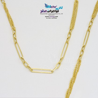نیم ست طلا - گردنبند و دستبند - طرح حلقه های تو در تو-SS0449